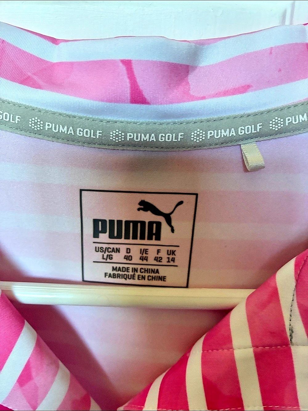 Puma Women's MATTR Lily Floral Sleeveless Golf Polo Pink & White Large - Picture 5 of 8